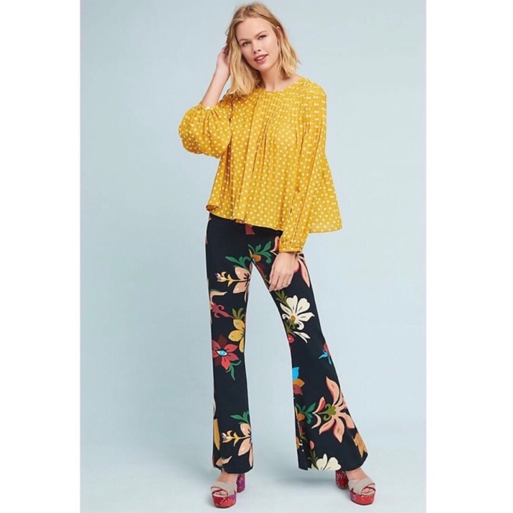 Farm Rio Calla Flare Pant Anthropo BOHO 70’s XS